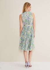 Simara Daisy Pleated Midi Dress Multi-Coloured