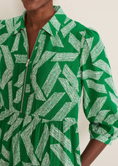 Penele Abstract Midi Dress Green
