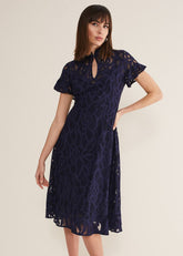 Lulu Lace Midi Dress Navy