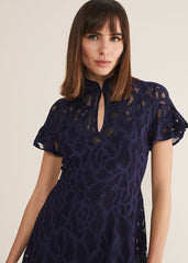 Lulu Lace Midi Dress Navy