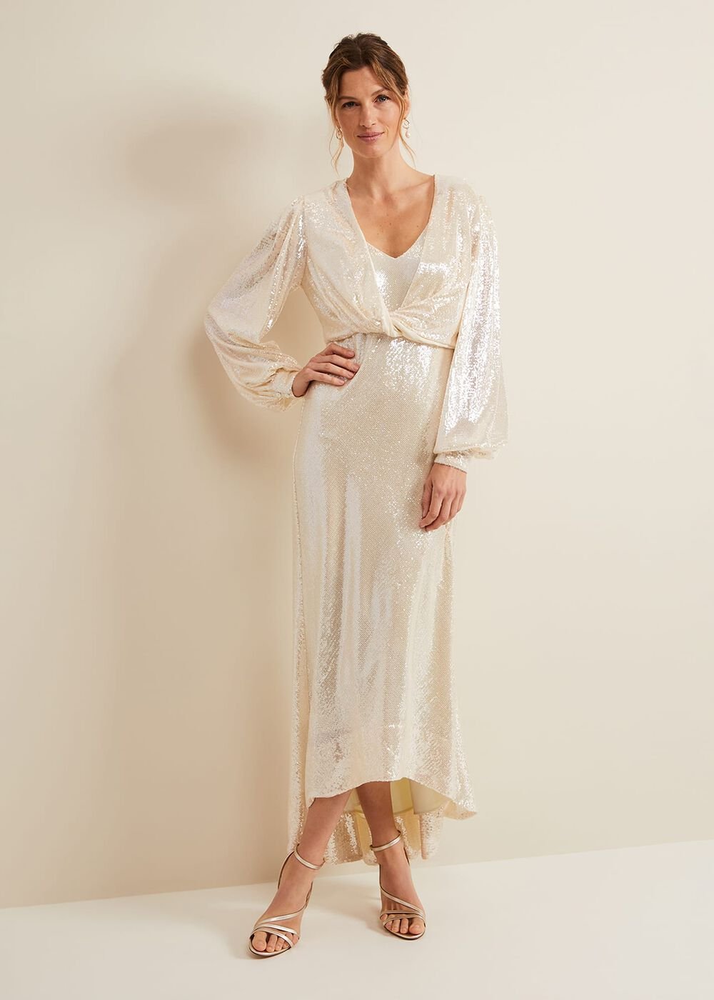 Jamila Sequin Overlay Maxi Dress Oyster