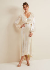 Jamila Sequin Overlay Maxi Dress Oyster