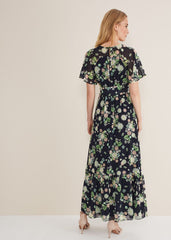 Georgie Floral Tiered Maxi Dress Navy/Multi
