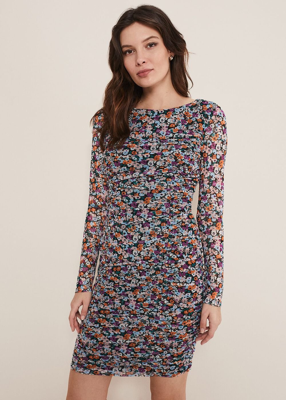 Serena Jersey Floral Midi Dress Multi-Coloured