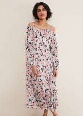 Vicky Off Shoulder Printed Dress Multi-Coloured
