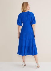 Morven Blue Wrap Midi Dress Cobalt