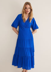 Morven Blue Wrap Midi Dress Cobalt