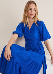 Morven Blue Wrap Midi Dress Cobalt