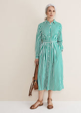 Ida Stripe Shirt Midi Dress Green