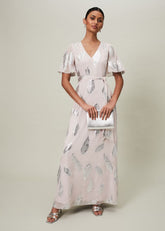 Larah Lurex Feather Jaquard Maxi Dress Misty Mauve/Silver