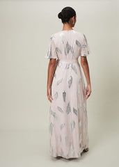 Larah Lurex Feather Jaquard Maxi Dress Misty Mauve/Silver
