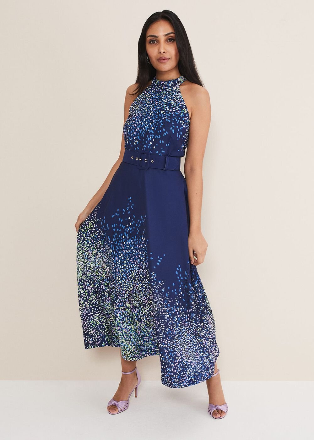 Petite Clea Ditsy Midi Dress French Navy / Multi