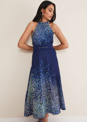 Petite Clea Ditsy Midi Dress French Navy / Multi