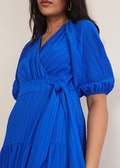 Petite Morven Blue Wrap Midi Dress Cobalt