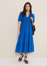 Gretta Broderie Midi Dress Blue