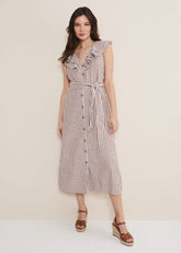 Jamilla Striped Midi Dress Ivory/Natural