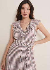 Jamilla Striped Midi Dress Ivory/Natural