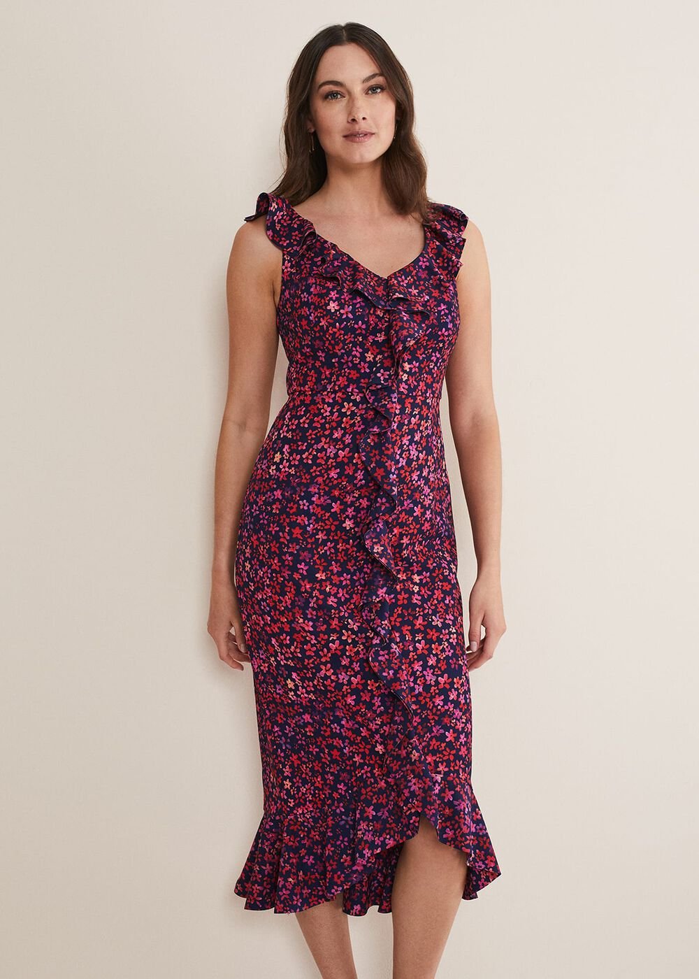 Viola Ditsy Frill Dress Navy/Multi