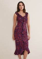 Viola Ditsy Frill Dress Navy/Multi