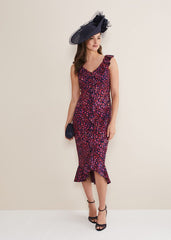 Viola Ditsy Frill Dress Navy/Multi