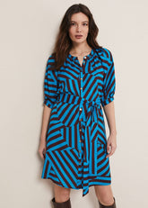 Rosella Striped Mini Dress Blue/Chocolate