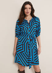 Rosella Striped Mini Dress Blue/Chocolate