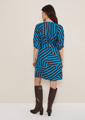 Rosella Striped Mini Dress Blue/Chocolate