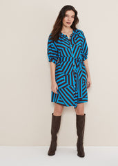 Rosella Striped Mini Dress Blue/Chocolate