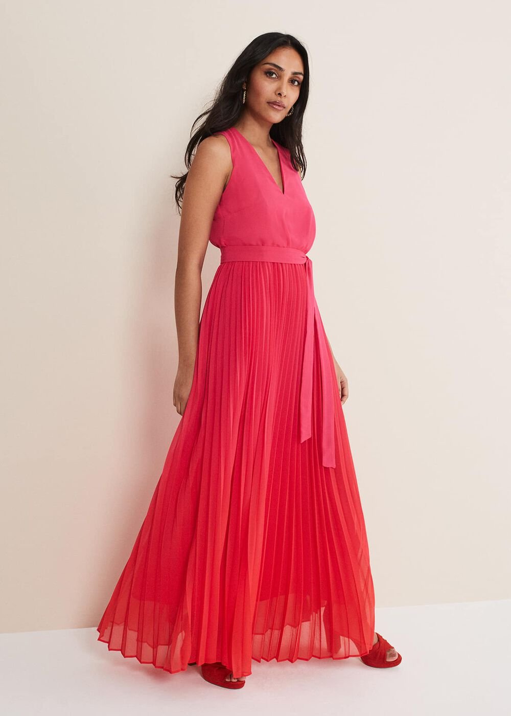 Petite Piper Ombre Maxi Dress Red/Pink