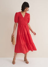 Gretta Broderie Midi Dress Pink