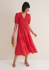 Gretta Broderie Midi Dress Pink