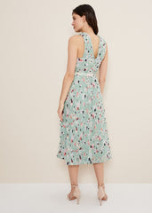 Portia Print Pleated Dress Peppermint/Multi