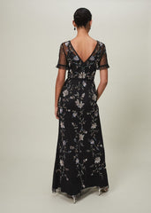 Sierra Sequin Floral Dress Black