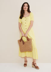 Maribella Linen Midi Dress Lemon