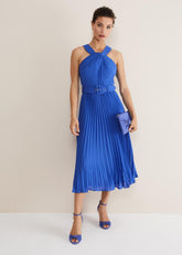 Yas Blue Halterneck Midi Dress Azure Blue