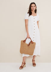 Maribella Linen Midi Dress White