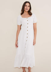 Maribella Linen Midi Dress White