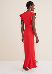 Phoebe Frill Maxi Dress Fire