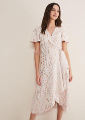 Julissa Gold Foil Wrap Dress Cameo/Rose Gold