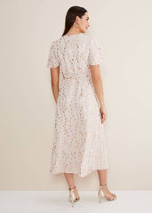 Julissa Gold Foil Wrap Dress Cameo/Rose Gold