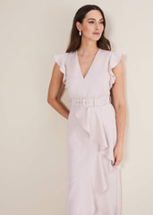 Phoebe Frill Maxi Dress Powder Pink