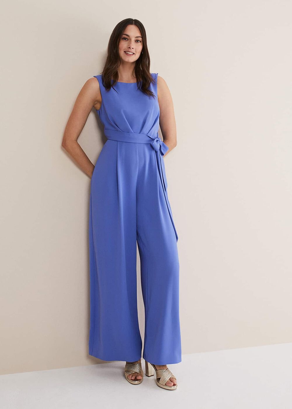 Elaina Blue Wide Leg Jumpsuit Foxglove Blue