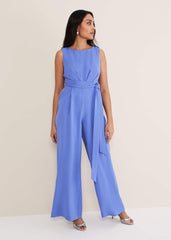 Petite Elaina Blue Wide Leg Jumpsuit Foxglove Blue