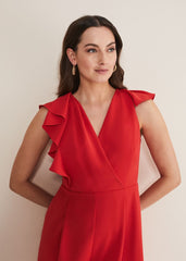 Nicky Ruffle Jumpsuit Fire