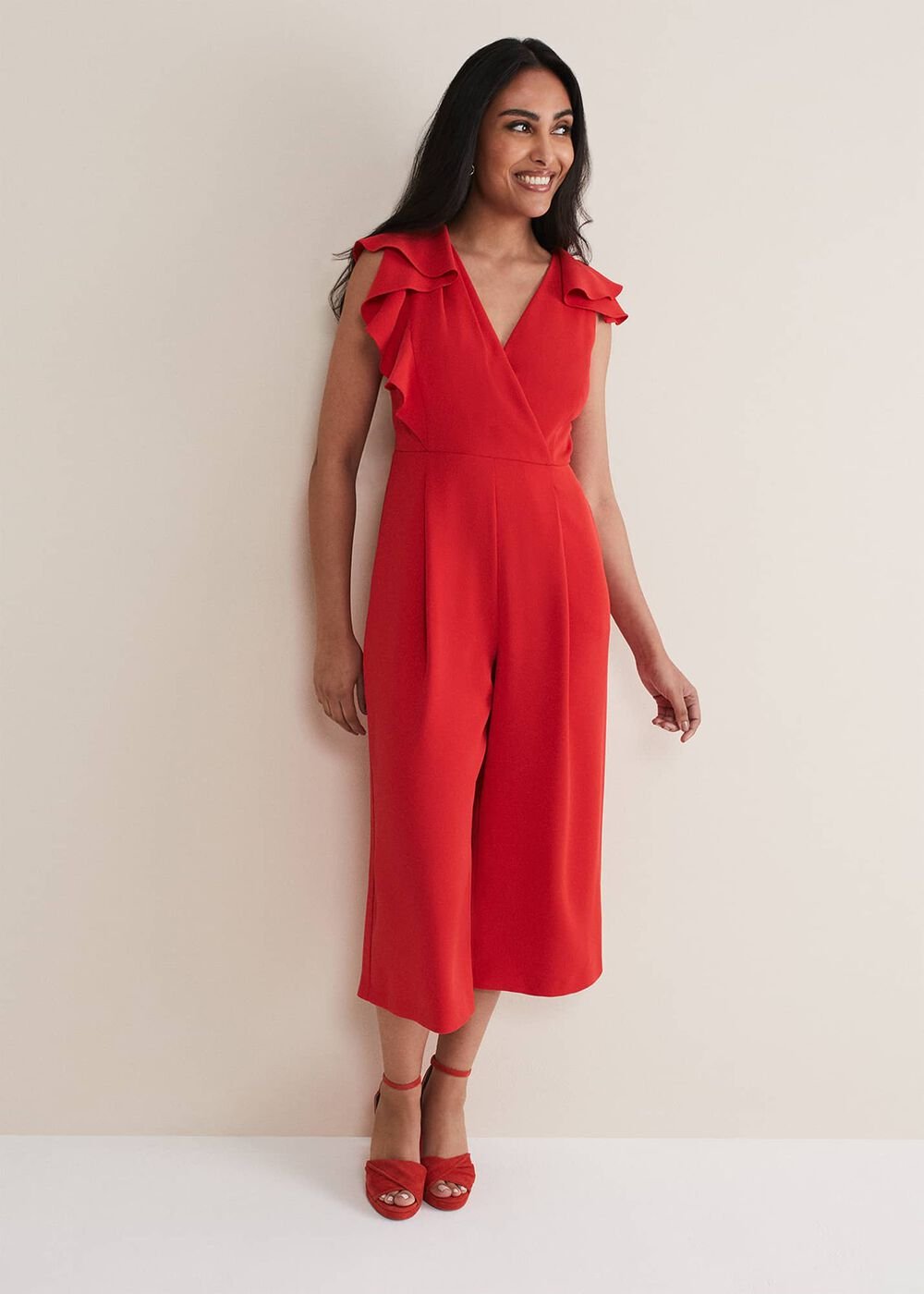 Petite Nicky Ruffle Jumpsuit Fire