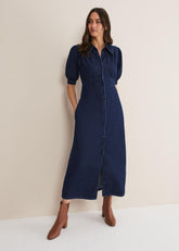 Cosette Denim Midaxi Dress Dark Indigo