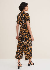 Nell Floral Wide Leg Jumpsuit Neutral