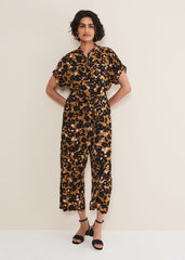 Nell Floral Wide Leg Jumpsuit Neutral