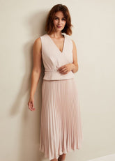 Hetty Pleated Dress Antique Rose