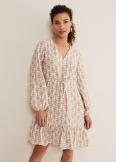 Kesia Geo Swing Mini Dress Stone/Ivory